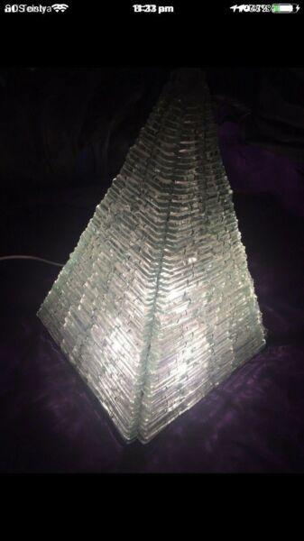 Glass pyramid shape lamp in good working condition $40