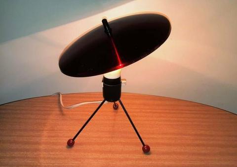 Vintage Red Anodised Atomic Age TV Table Lamp