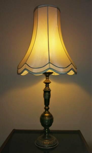 Vintage Brass Table Lamp White Shade
