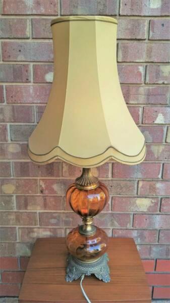 Vintage Ornate Amber Glass Lamp