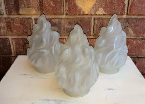 Vintage Art Deco Frosted Flame Light Shade X 3