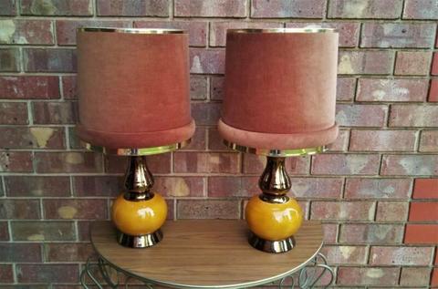 Vintage Retro Yellow Ceramic Table Lamps