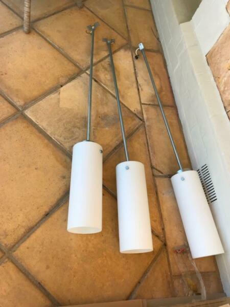 Free white pendant lights - 3 cylinder and 2 conical