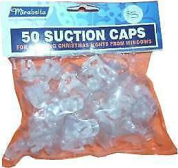 50 Suction Caps for Hanging Christmas Lights on Glass