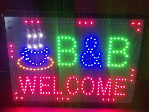LED SIGN FLASHING Bed & Breakfast with welcome light