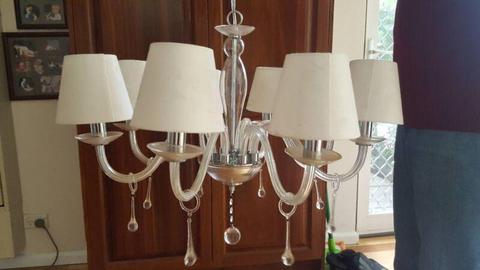 Vintage 8 Light Single Tier Lamp Shade Chandelier