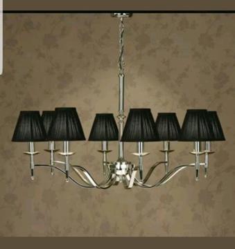Ceiling light. 8 arm. Black and silver