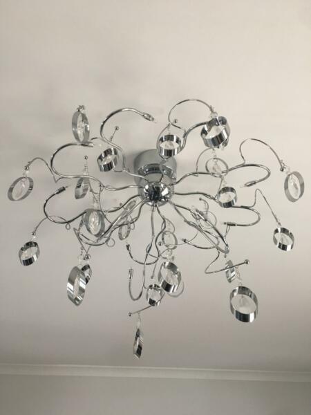 Silver and crystal light fitting