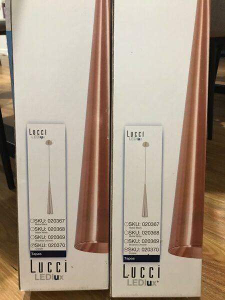 Pendant lights set of 4. Rose gold / copper LED dimmable
