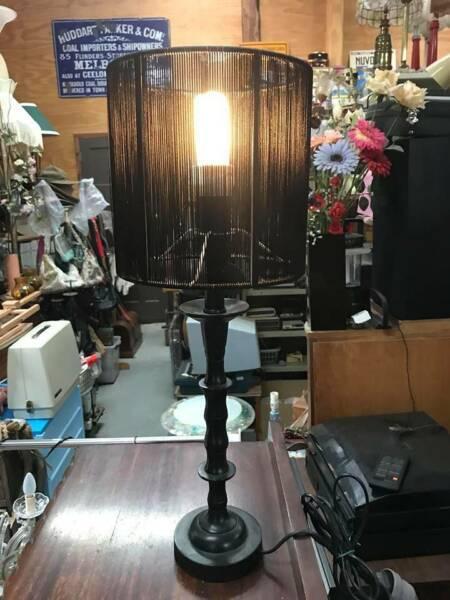 #3- Vintage Table / Desk lamp cast iron base / black shade