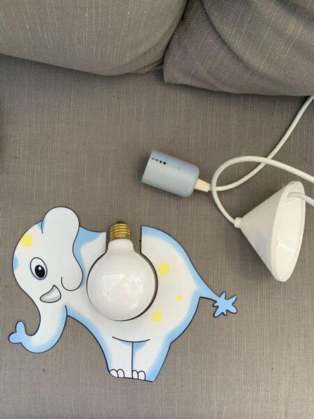 Children's pendant light - 2D blue elephant
