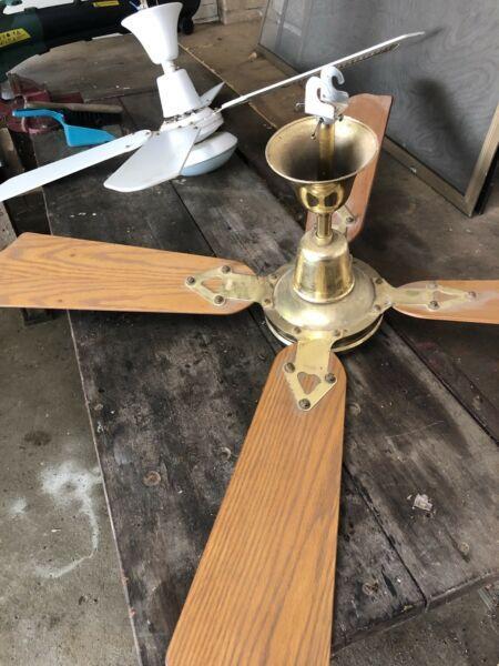 2 ceiling fans brass/white good working order