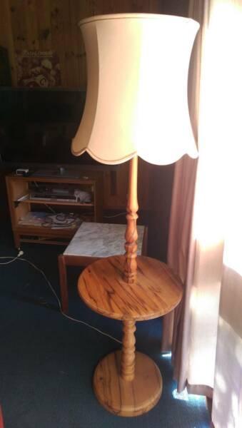 Combined custom made timber lamp and side table