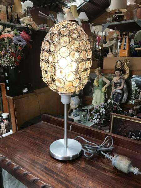 #1-Table / Desk lamp plastic beaded ,egg shape lamp shade