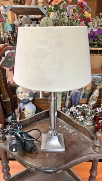 #4- Small silver stainless steel table / desk lamp or kids room