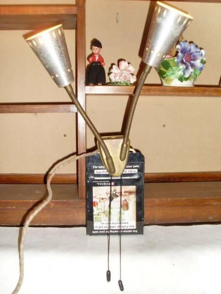 #9- vintage /Retro twin light ,Bed head/desk lamp pink Anodised /