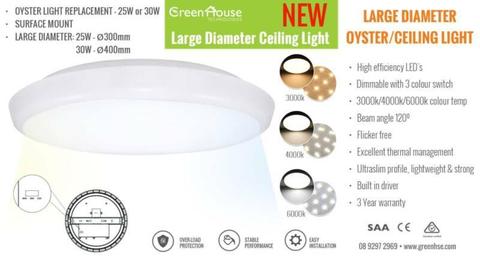 LED 25W/30W OYSTER / CEILING LIGHT TRI-COLOUR DIMMABLE