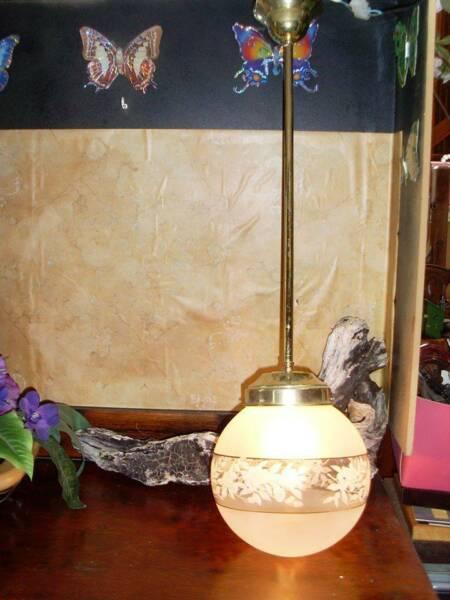 #3- Vintage glass ball hanging ceiling light / brass