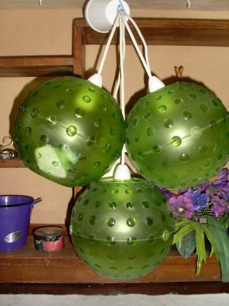 3x Vintage Large Retro green ball Bubble plastic ball light