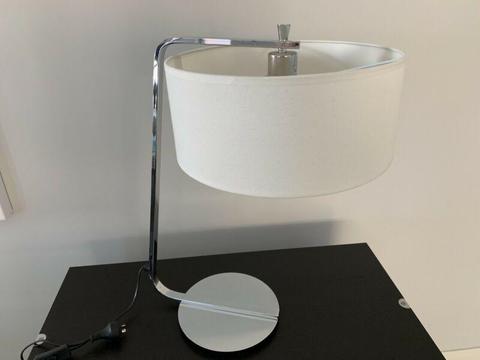 Desk lamp, chrome and white shade 600 mm high