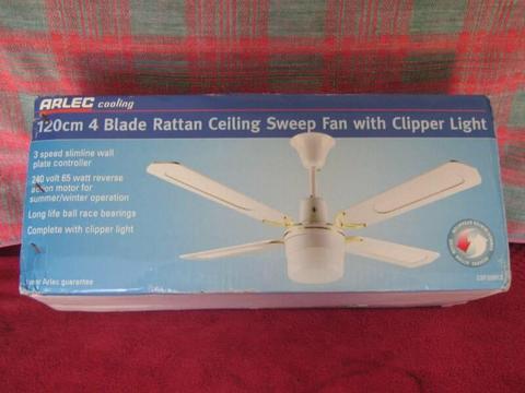 New Ceiling Fan with Light 48inch White Four Blade
