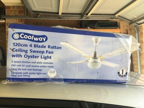New 120cm 4 blade- Ceiling Fan with Light and Wall Controller