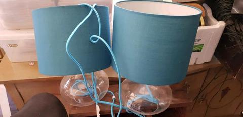 Pair Working Blue Table Lamps