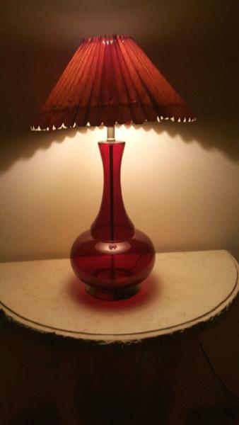 Unique Large 65cm Rich Maroon Red Glass Genie Lamp