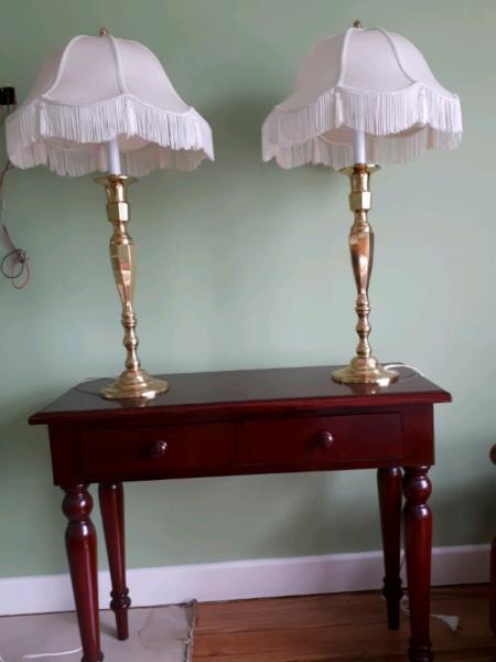 Vintage Solid Brass Table Lamps x2
