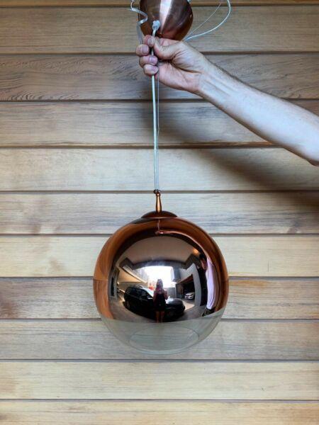 x2 Glass and Copper Foil Orb Pendant Lights (with globes)