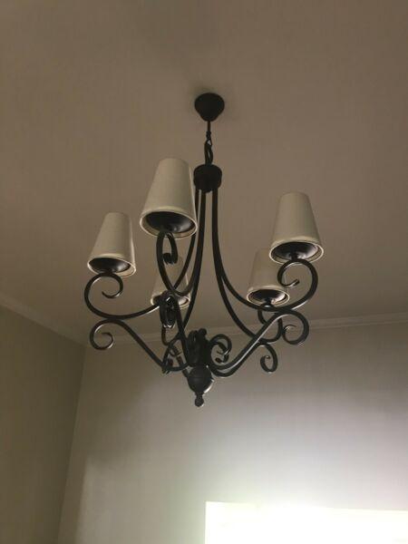 2 x Wrought Iron French Provincial Pendant Lights