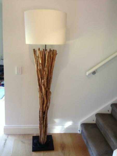 Designer Floor Lamp - Hermon & Hermon - real wood RRP $2390