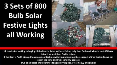 3 x Sets of 800 bulb LED Solar Festive Lights