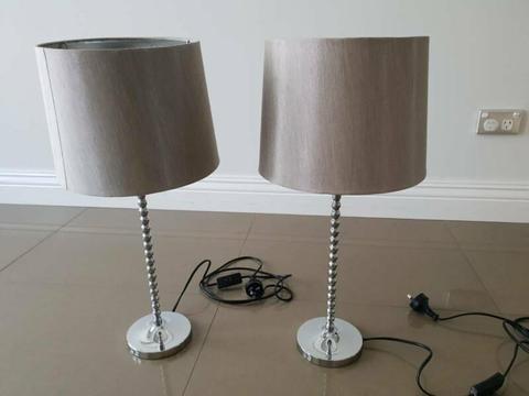 Orleans Chrome Table Lamps with Metallic Fabric Shade