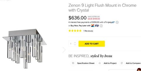 Ceiling light - Zenon 9 Light Flush Mount in Chrome with Crystal