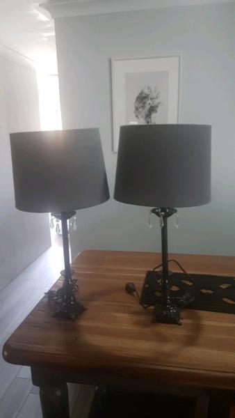 2 x black and grey lamps