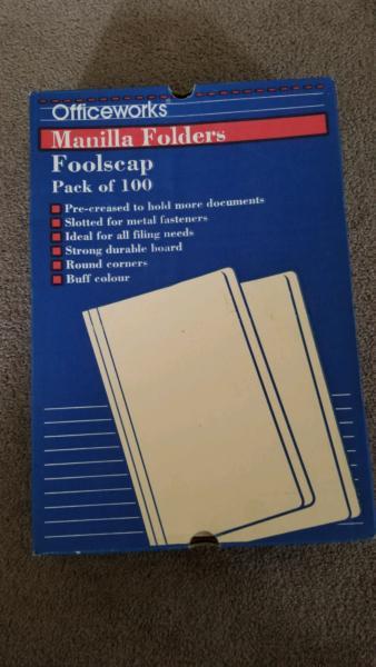 Officeworks foolscap manilla folders pack of 100