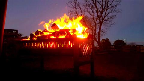 Fire brazier pit fireplace drum firewood outdoor heater spit BBQ
