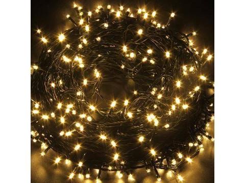 50m Warm White Fairy String Lights Green Wire 300 LEDs 240VAC