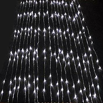 6m x 3m White Fairy Waterfall Curtain Lights Clear Wire 640 LEDs