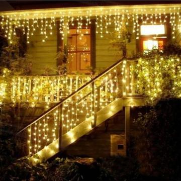 10m x 0.5m Yellow / Warm White Fairy Icicle Lights Clear 320 LEDs