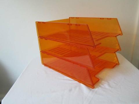 Desk Trays x3 Orange!