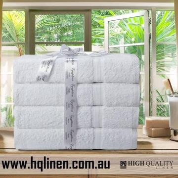 Pack of 4 Hotel Grade 100% Pure Cotton Bath Towel Sets - White