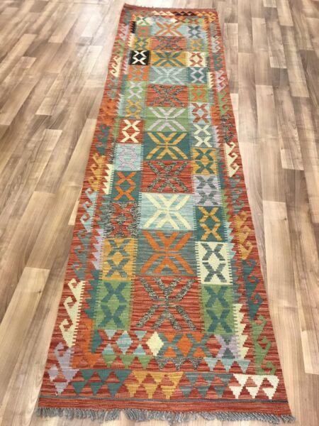 Killim Hall Runner with lovely natural green