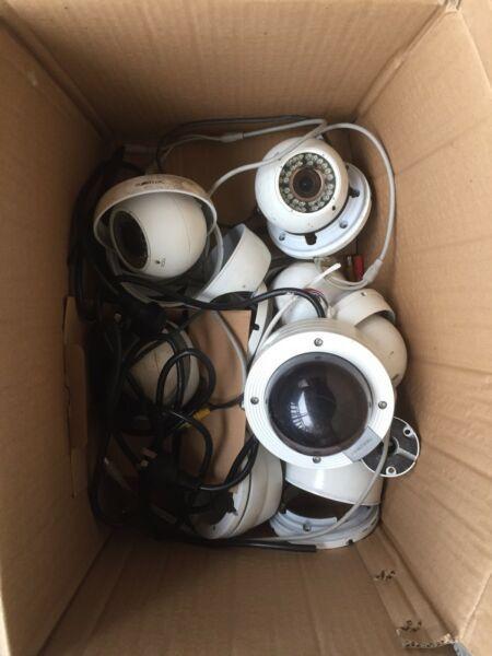 Whole box of used security cameras with recorder