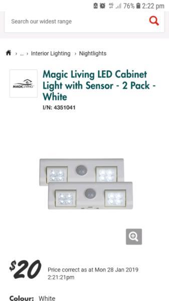 4 Pack LED Cabinet Light with sensor