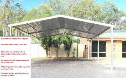 Factory moving, Gable roof carport, 6M long x 6M wide x 3.3M high