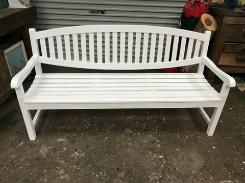 White painted timber garden bench