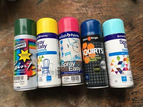 Nearly new spray paints $7 for all cans