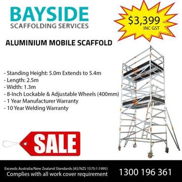 Aluminium Mobile Scaffold - 5.0m extends to 5.4m Easy To Use
